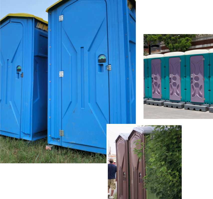 Porta potties on sites.